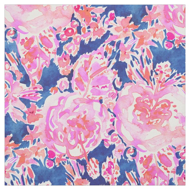 Tissu Ketmie ENTIÈREMENT EXPRIMÉE de rose de marine (Échantillon)