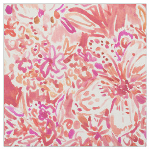 Tissu Ketmie sauvage rouge de POINÇON HAWAÏEN florale