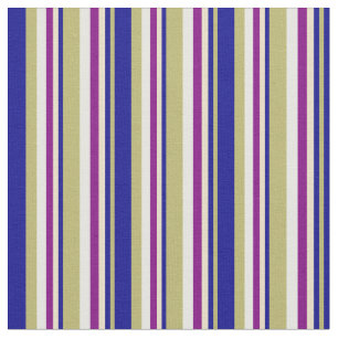 Tissu Khaki foncé, Bleu foncé, Tan, Violet & Blanc