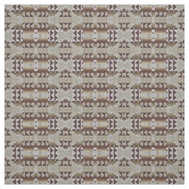 Tissu Khaki Gris Beige Taupe Art Ethnique Éclectique Bro (Échantillon)