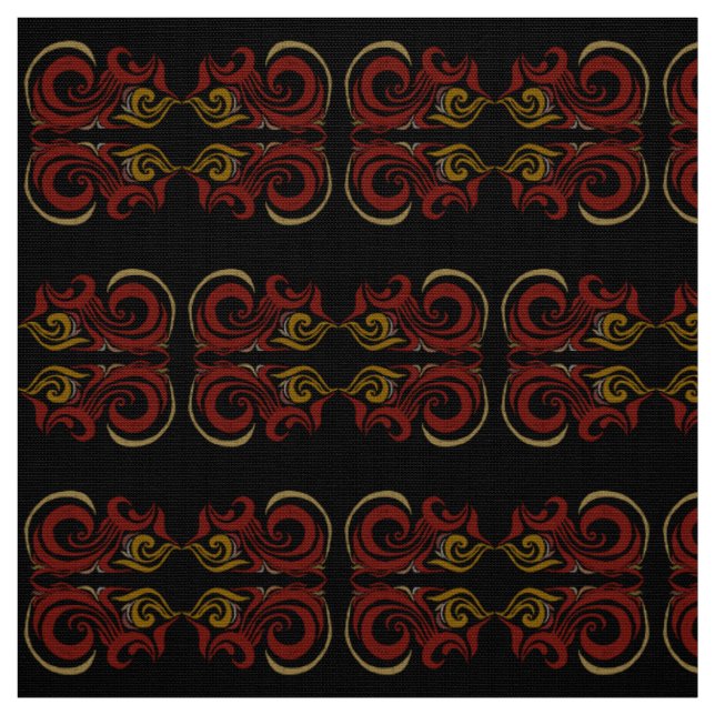 Tissu Khokhloma foncé (Échantillon)