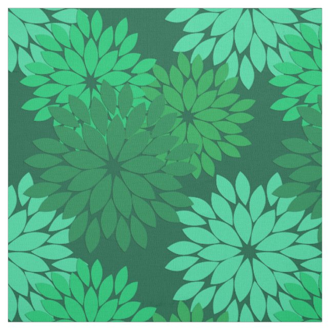 Tissu Kimono floral moderne Imprimer, Emerald et Jade Gr (Échantillon)