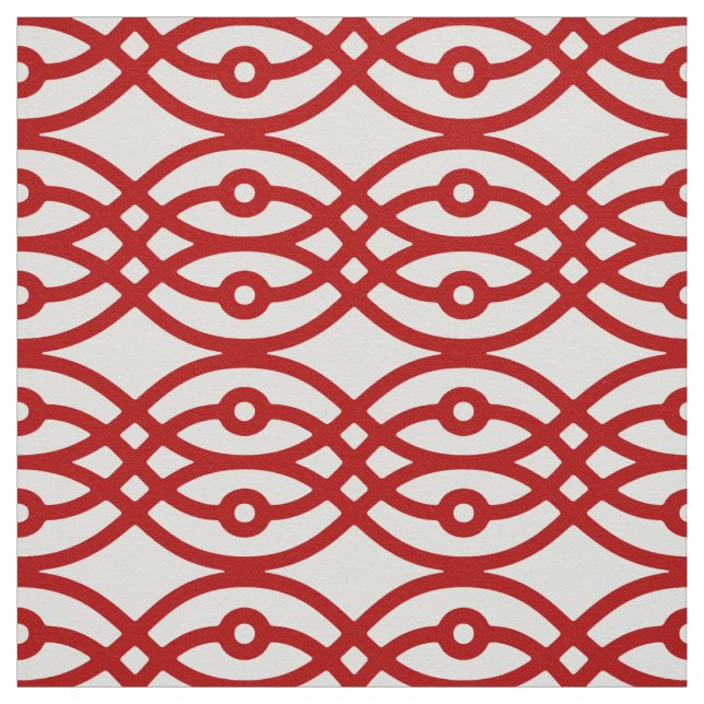 Tissu Kimono imprimé, blanc et rouge foncé (Échantillon)
