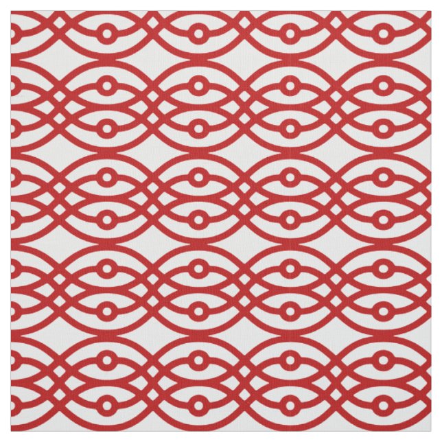 Tissu Kimono imprimé, blanc et rouge foncé (Échantillon)
