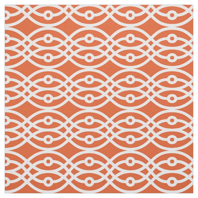Tissu Kimono imprimé, corail orange et blanc (Échantillon)