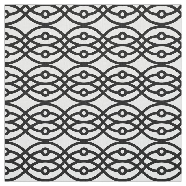 Tissu Kimono imprimé, noir sur blanc (Échantillon)