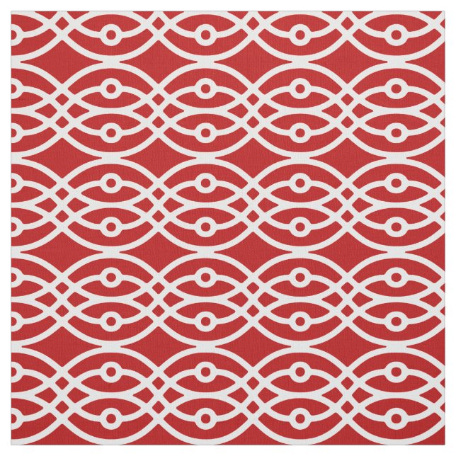 Tissu Kimono imprimé, rouge foncé et blanc (Échantillon)