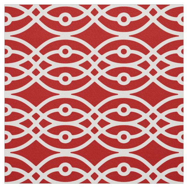 Tissu Kimono imprimé, rouge foncé et blanc (Échantillon)