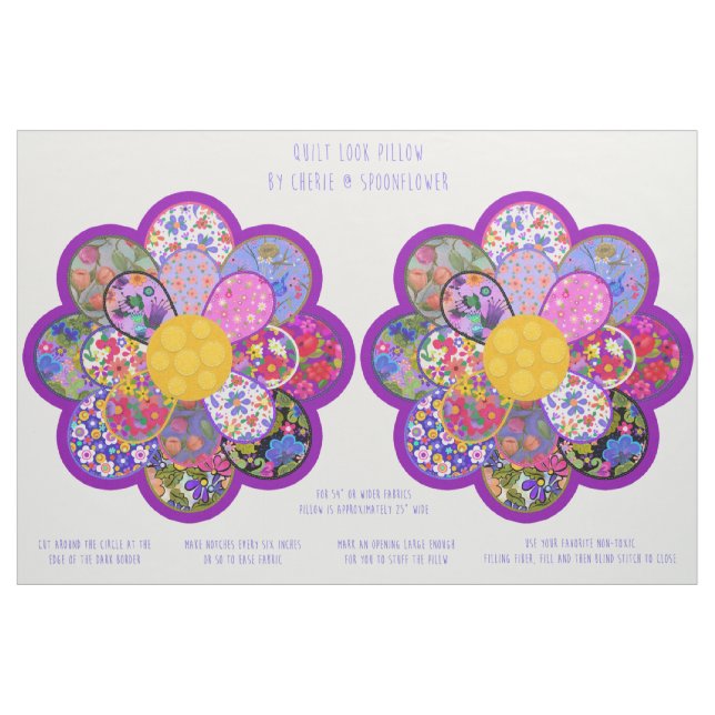 Tissu Kit de coupe et de couture d'oreiller rond floral  (Fat Quarter)
