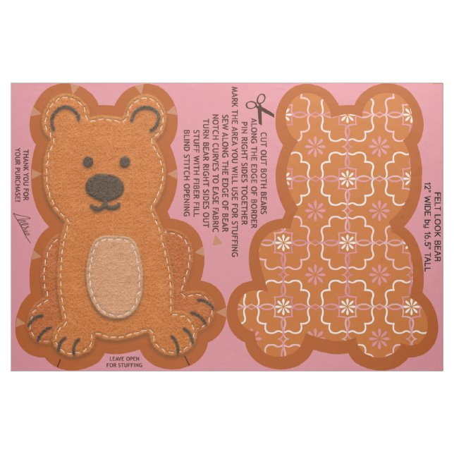 Tissu Kit de couture et découpe Ourson en peluche aspect (Fat Quarter)