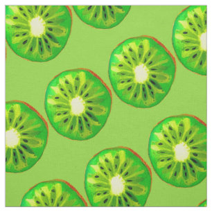 Tissu Kitsch vert d'art de bruit de kiwis