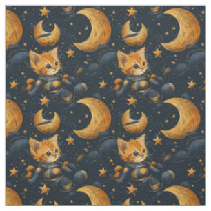 Tissu Kitten dans l'espace. Belle crèche à thème