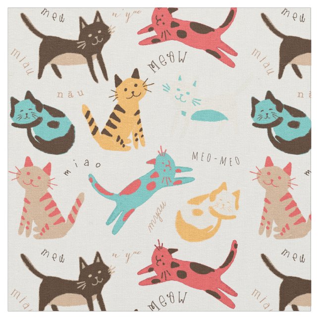 Tissu Kitty Cats autour du monde (Fermer)