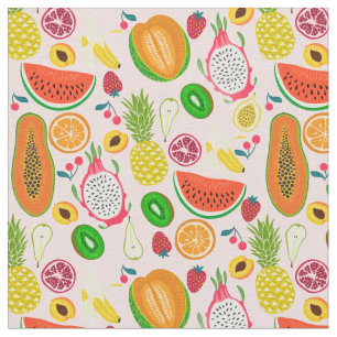 Tissu kiwi grenade aux fruits du dragon tropical