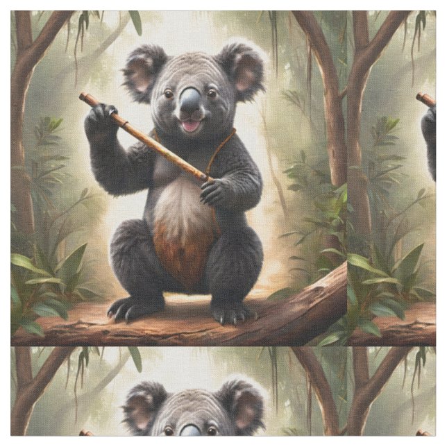 Tissu Koala Avec Une Flûte, (Fermer)