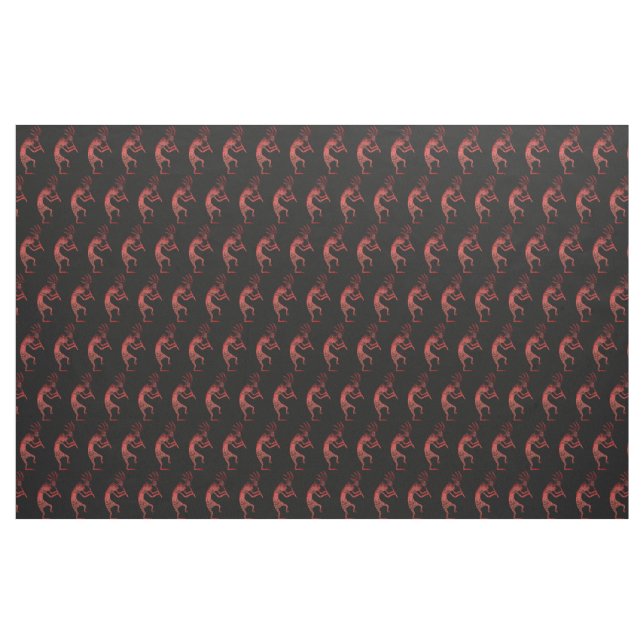 Tissu kokopelli jouant à la flûte sur noir (Yard)