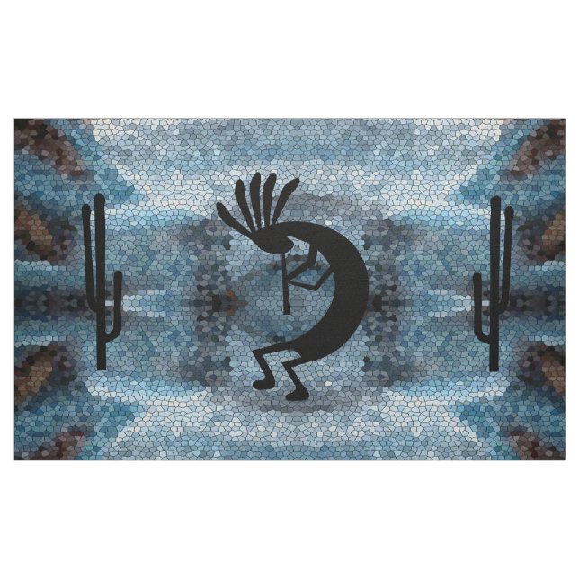 Tissu Kokopelli Sud-Ouest Désert Mosaïque Bleu do-it-you (Fat Quarter)
