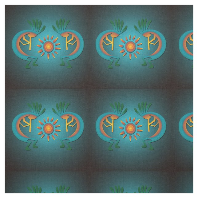 Tissu Kokopelli Sun Sud-Ouest Turquoise (Échantillon)