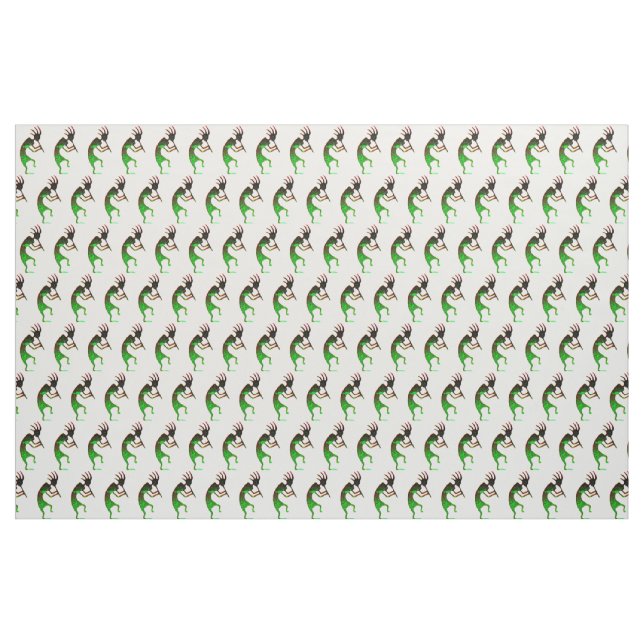 Tissu kokopelli vert sur blanc (Yard)