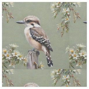 Tissu Kookaburra Et Eucalyptus Fleurs,