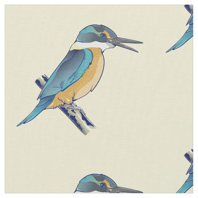Tissu Kotare Kingfisher NZ BIRD (Fermer)