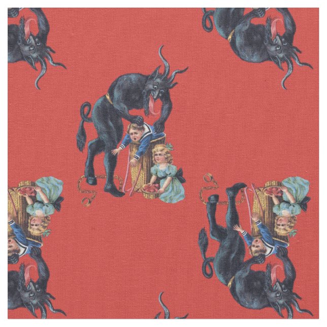 Tissu krampus de Noël antique rouge (Fermer)