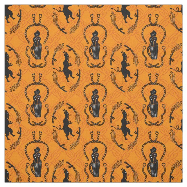 Tissu krampus en orange (Échantillon)