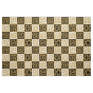 Tissu Kuba Style Motif 071019 (01) - B&W on Gold