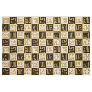 Tissu Kuba Style Motif 071019 (02) - B&W on Gold
