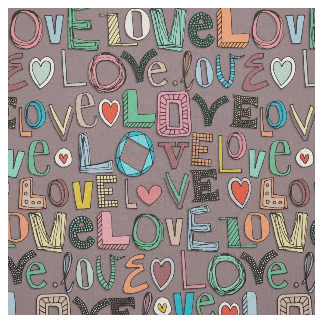 Tissu l o v e LOVE mocha (Échantillon)