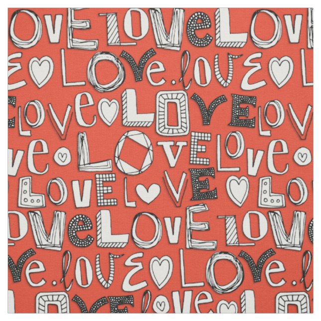 Tissu l o v e LOVE rouge (Échantillon)