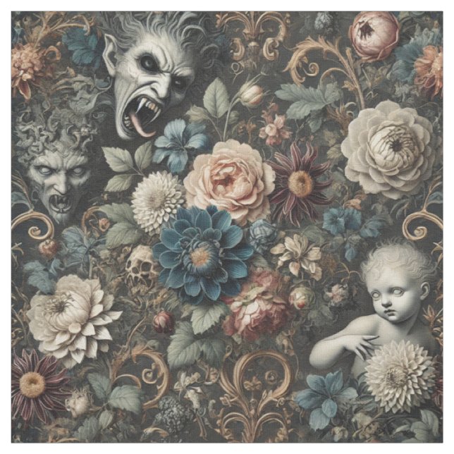 Tissu La crèche tombée - Carreau de déclaration gothique (Échantillon)