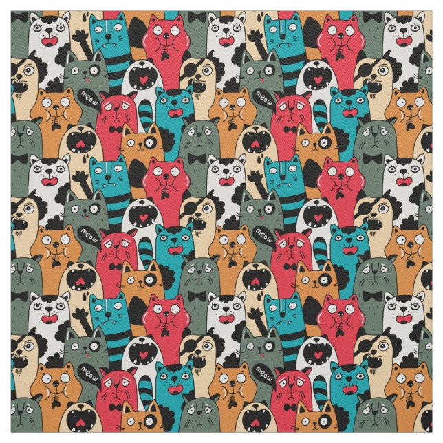 Tissu La Crowd of cats (Échantillon)