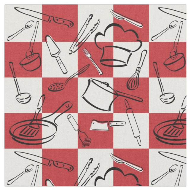Tissu La cuisine usine le damier (Fermer)