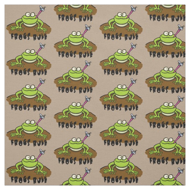 Tissu La grenouille règle drôle dessin de grenouille ver (Échantillon)