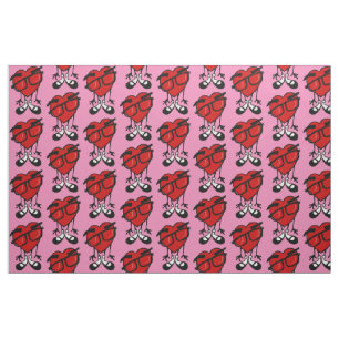 TISSU LA JOURNÉE DE VALENTINE COEUR ROUGE GRAPHIQUE ROSE