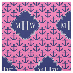 Tissu La marine ancre les roses indien BG, monogramme