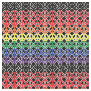 Tissu La paix d'arc-en-ciel se connecte le noir