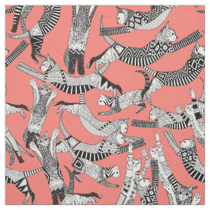 Tissu la partie de chat rougissent corail