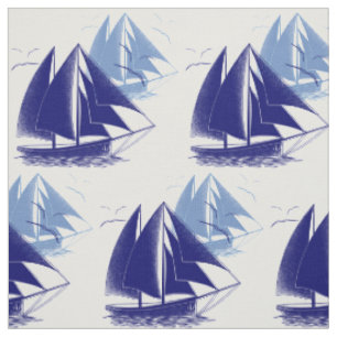 Tissu La pièce vintage du garçon bleu de bateau nautiq