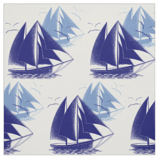 Tissu La pièce vintage du garçon bleu de bateau nautique
