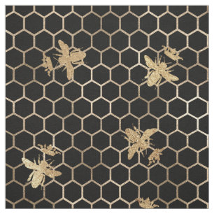 Tissu La reine d'or de l'abeille et le peigne de miel en