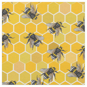 Tissu La ruche des abeilles. Le miel jaune bourdonne d'i