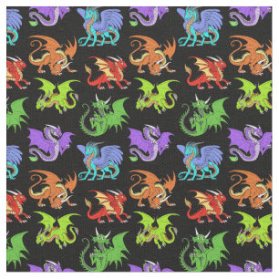 Tissu La scène de dragon badine mince