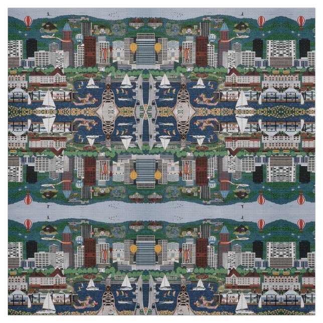 Tissu La ville des Roses ~ Portland (Échantillon)