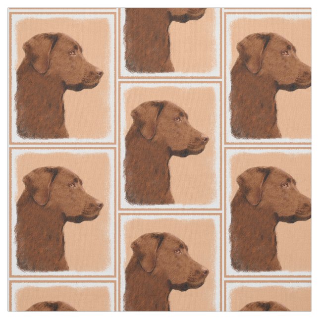 Tissu Labrador retriever (chocolat) peignant - art de (Échantillon)