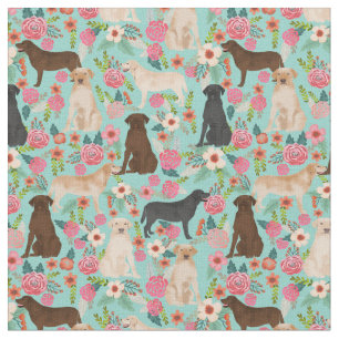 Tissu Labradors vintages floraux