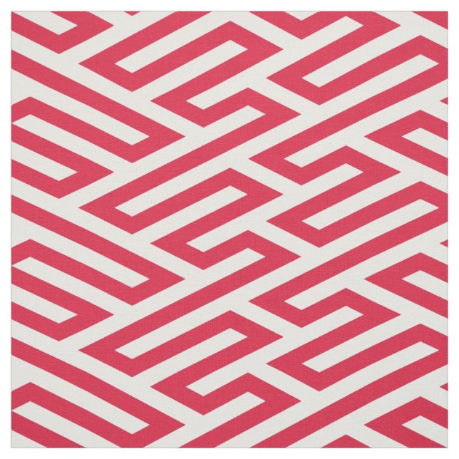 Tissu Labyrinthe rouge Géométrique (Échantillon)