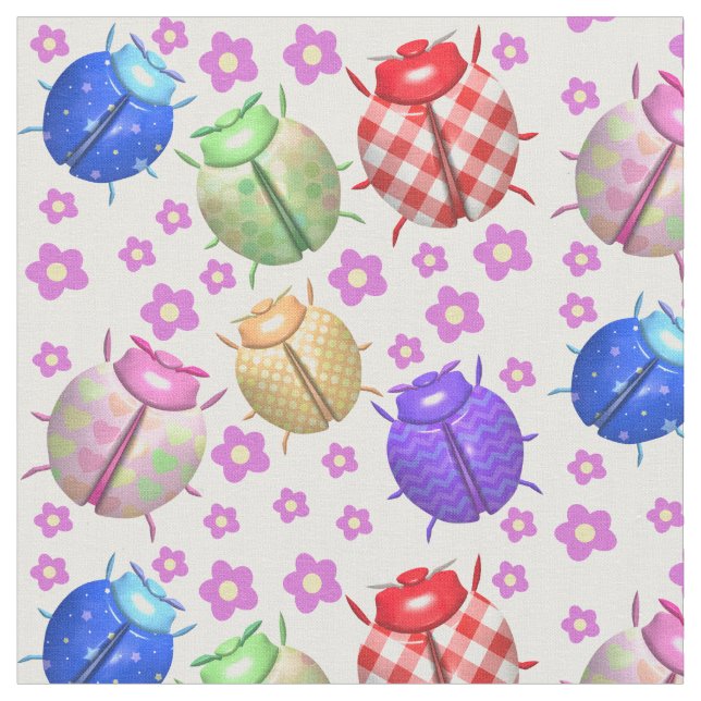 Tissu Ladybug et fleurs bébé enfants crèches (Fermer)