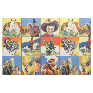 Tissu L'affiche de film occidentale vintage de cowboys
